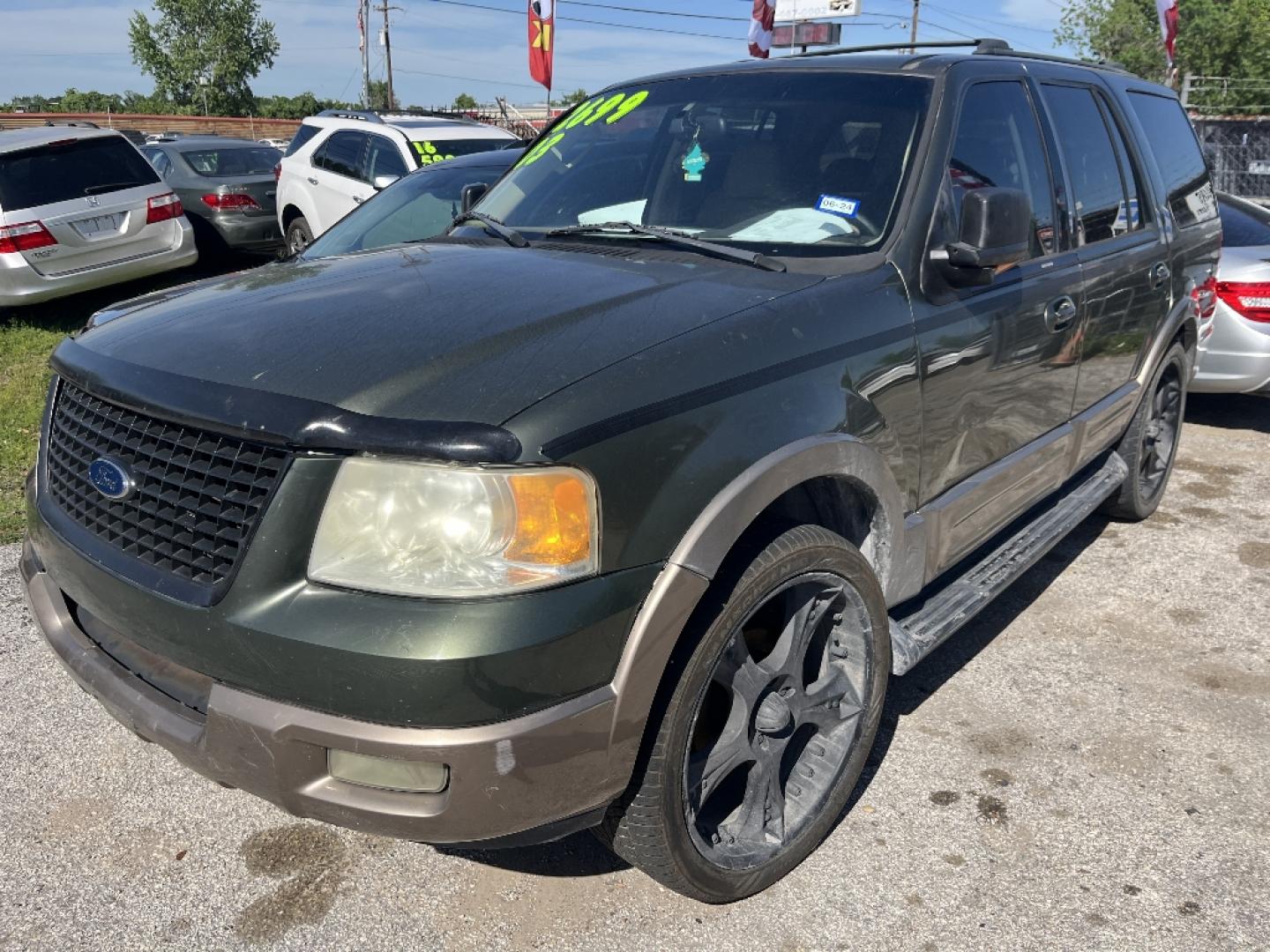 2003 GREEN FORD EXPEDITION Eddie Bauer 5.4L 2WD (1FMFU17L73L) with an 5.4L V8 SOHC 16V engine, AUTOMATIC transmission, located at 2303 West Mt. Houston, Houston, 77038, (281) 507-3956, 29.771597, -95.339569- Photo#0