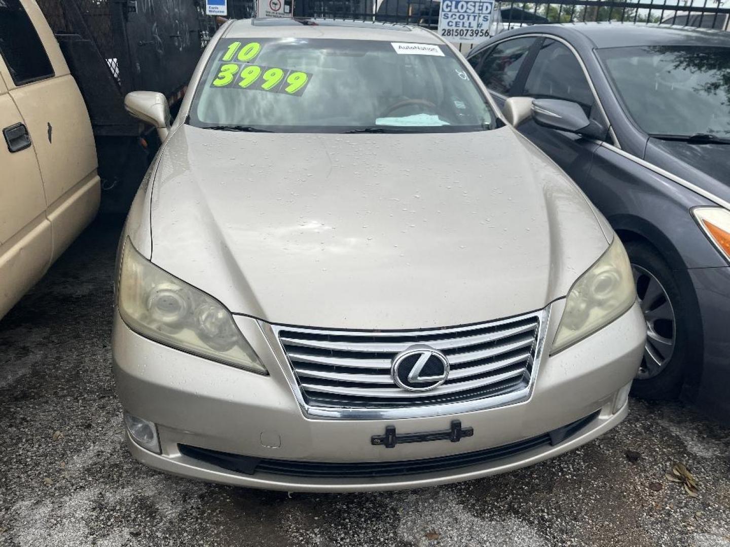 2010 GOLD LEXUS ES 350 Sedan (JTHBK1EG1A2) with an 3.5L V6 DOHC 24V engine, AUTOMATIC transmission, located at 2303 West Mt. Houston, Houston, 77038, (281) 507-3956, 29.771597, -95.339569 - Photo#1