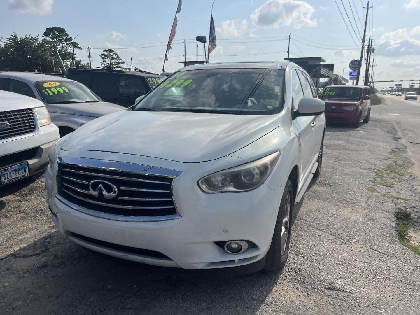 2014 WHITE INFINITI QX60 Base AWD (5N1AL0MM5EC) with an 3.5L V6 DOHC 24V engine, AUTOMATIC transmission, located at 2303 West Mt. Houston, Houston, 77038, (281) 507-3956, 29.771597, -95.339569 - Photo#0