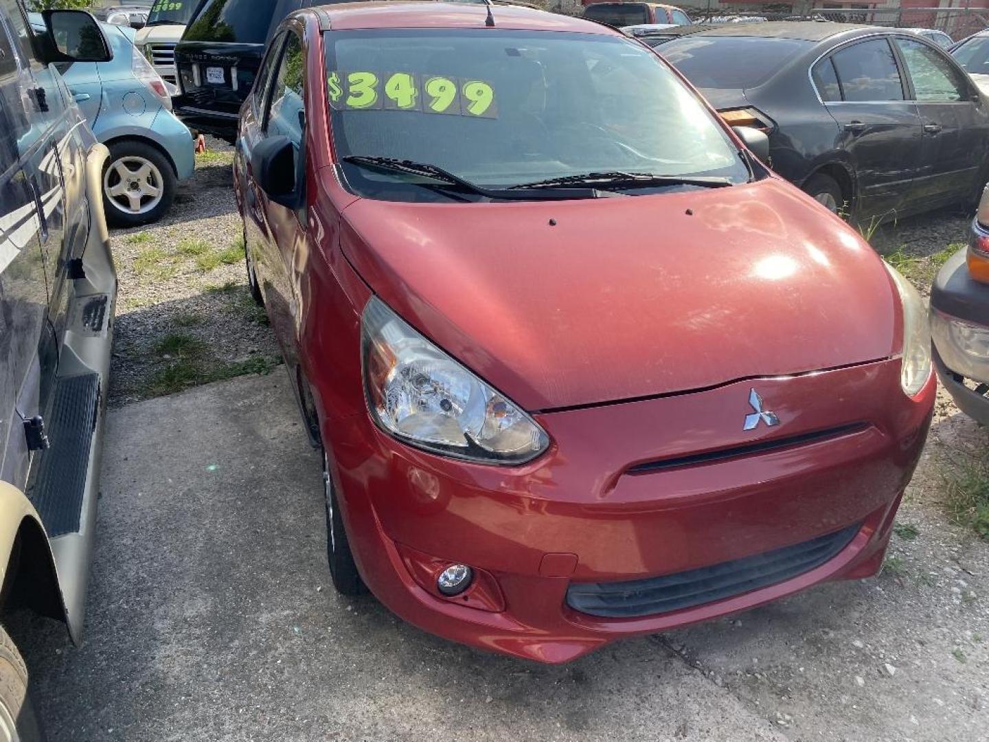 2014 RED MITSUBISHI MIRAGE DE (ML32A4HJ2EH) with an 1.2L L3 DOHC engine, AUTOMATIC transmission, located at 2303 West Mt. Houston, Houston, 77038, (281) 507-3956, 29.771597, -95.339569 - Photo#0