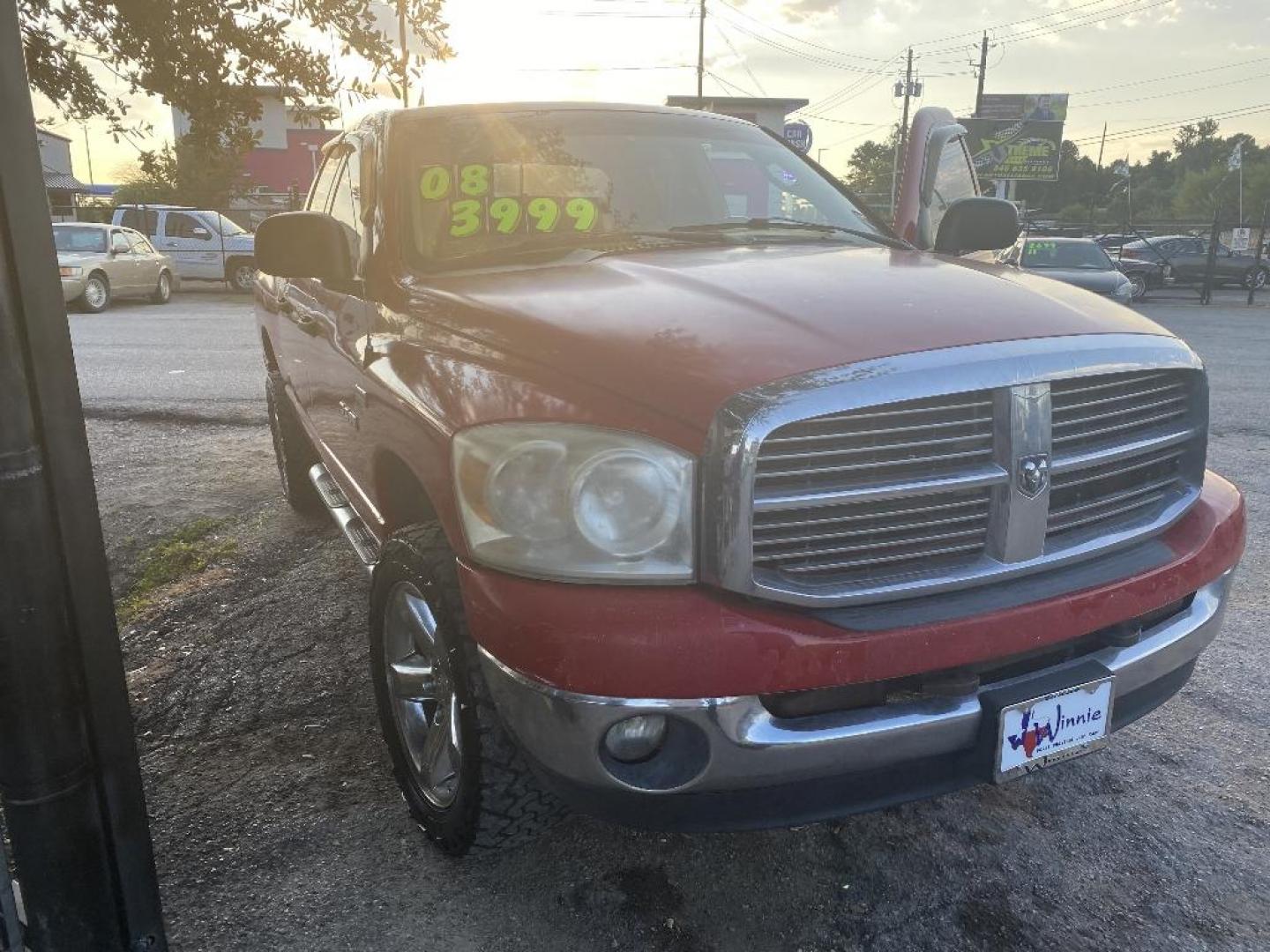 2008 RED DODGE RAM 1500 Laramie Quad Cab 4WD (1D7HU18218S) with an 5.7L V8 OHV 16V engine, AUTOMATIC transmission, located at 2303 West Mt. Houston, Houston, 77038, (281) 507-3956, 29.771597, -95.339569 - Photo#0