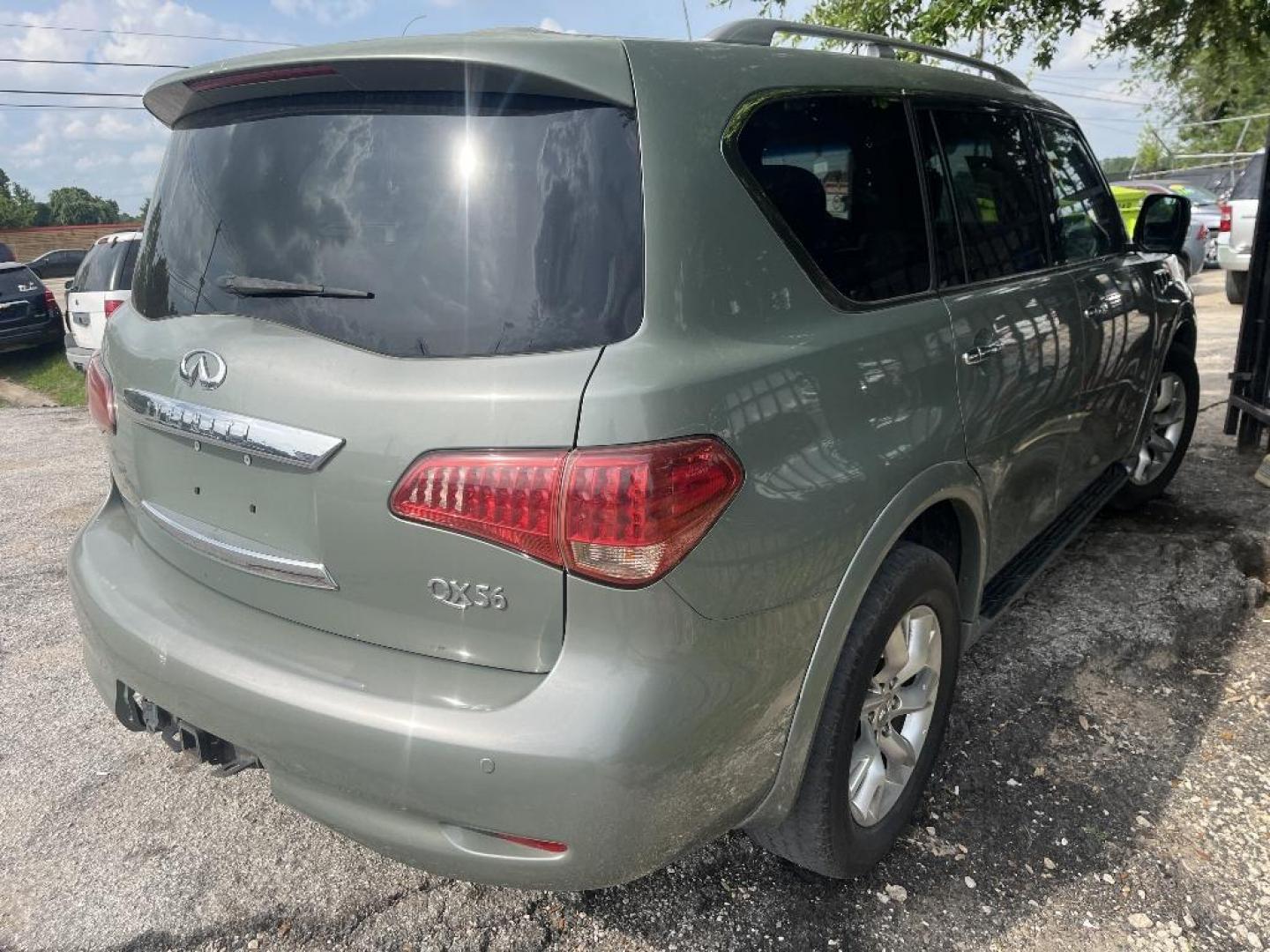 2012 GREEN INFINITI QX56 2WD (JN8AZ2NF3C9) with an 5.6L V8 DOHC 32V engine, AUTOMATIC transmission, located at 2303 West Mt. Houston, Houston, 77038, (281) 507-3956, 29.771597, -95.339569 - Photo#1