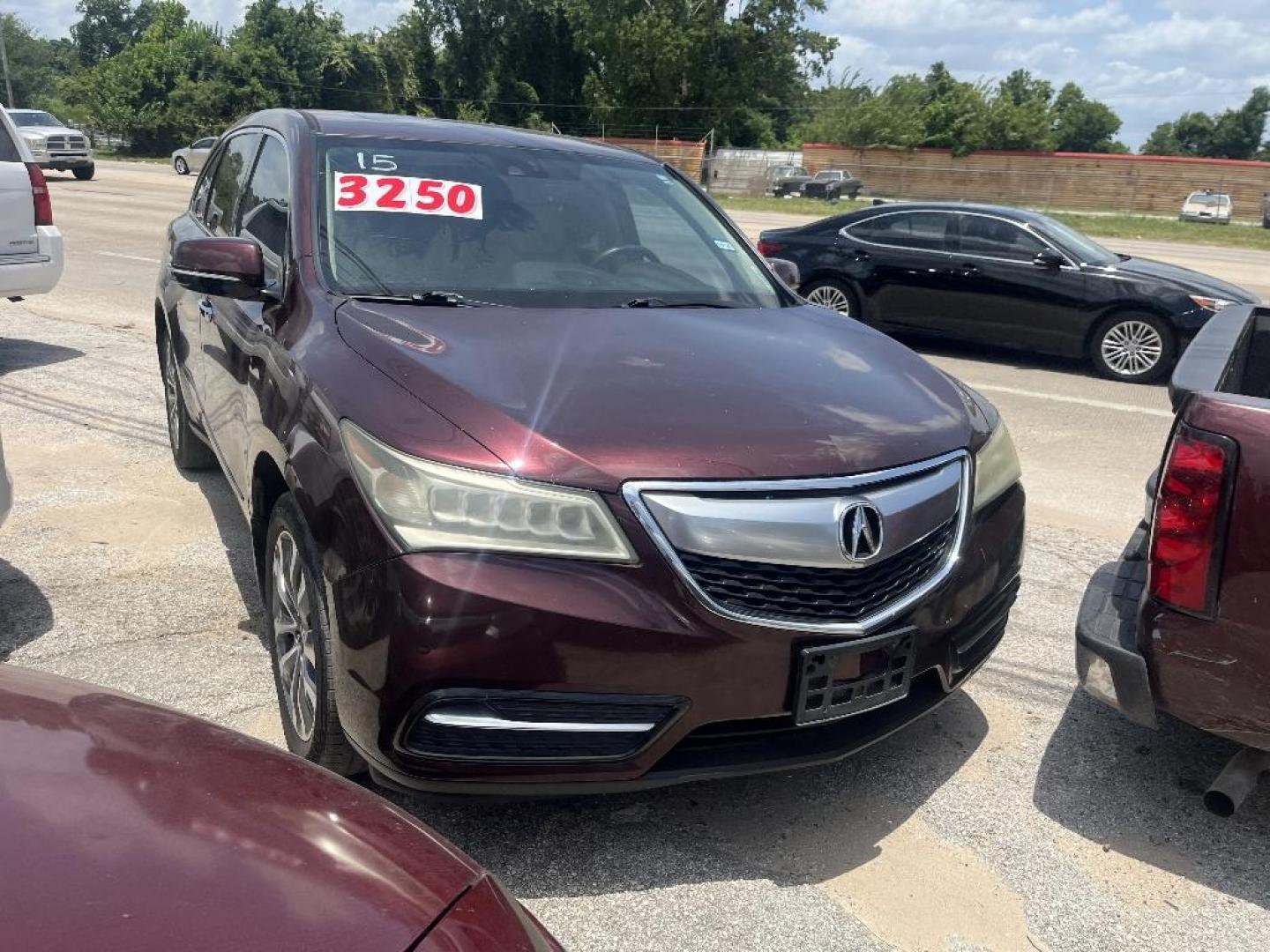 2015 MAROON ACURA MDX SH-AWD 6-Spd AT w/Tech Package (5FRYD4H40FB) with an 3.5L V6 SOHC 24V engine, AUTOMATIC transmission, located at 2303 West Mt. Houston, Houston, 77038, (281) 507-3956, 29.771597, -95.339569 - Photo#0