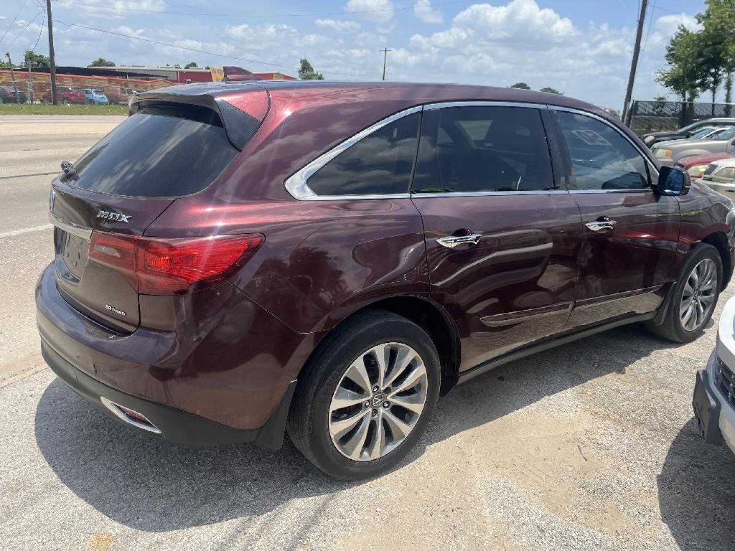 2015 MAROON ACURA MDX SH-AWD 6-Spd AT w/Tech Package (5FRYD4H40FB) with an 3.5L V6 SOHC 24V engine, AUTOMATIC transmission, located at 2303 West Mt. Houston, Houston, 77038, (281) 507-3956, 29.771597, -95.339569 - Photo#1