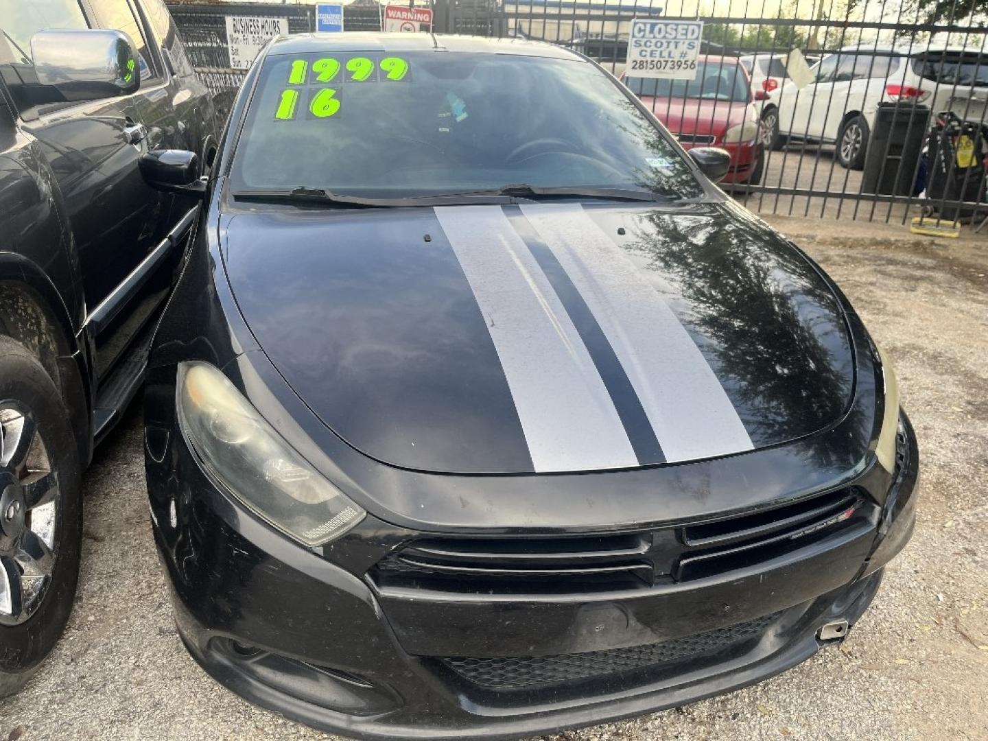 2016 BLACK DODGE DART SXT (1C3CDFBB8GD) with an 2.4L L4 DOHC 16V engine, AUTOMATIC transmission, located at 2303 West Mt. Houston, Houston, 77038, (281) 507-3956, 29.771597, -95.339569- Photo#0