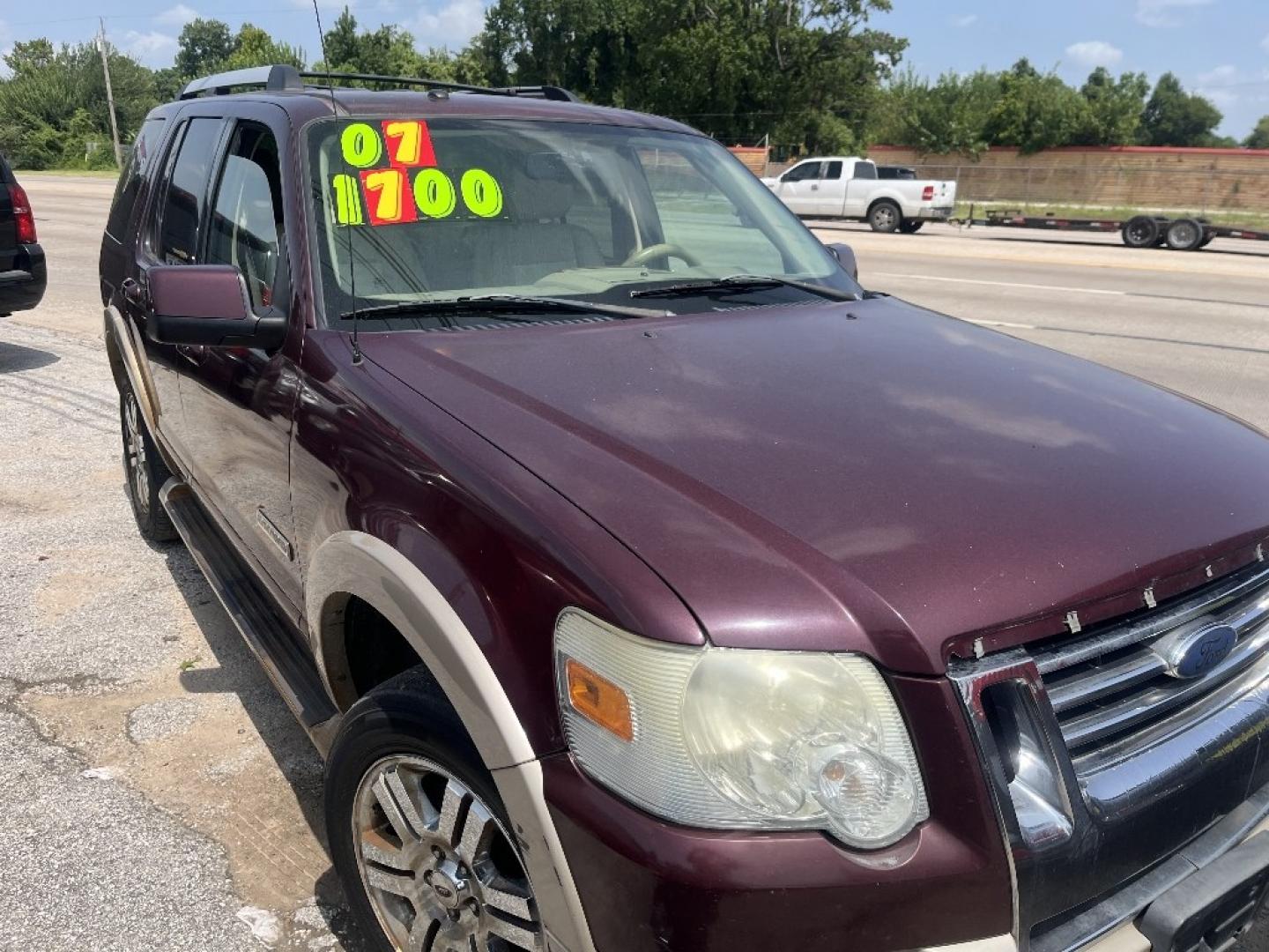 2007 MAROON /BROWN FORD EXPLORER Eddie Bauer 4.0L 2WD (1FMEU64E67U) with an 4.0L V6 SOHC 16V engine, AUTOMATIC transmission, located at 2303 West Mt. Houston, Houston, 77038, (281) 507-3956, 29.771597, -95.339569- Photo#0