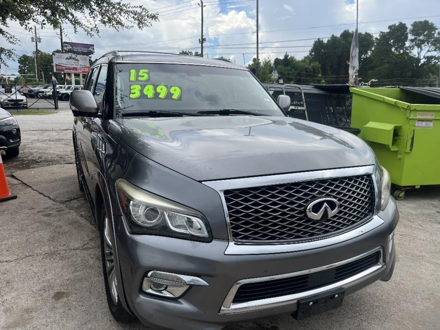2015 GRAY /GRAY INFINITI QX80 2WD (JN8AZ2NFXF9) with an 5.6L V8 DOHC 32V engine, AUTOMATIC transmission, located at 2303 West Mt. Houston, Houston, 77038, (281) 507-3956, 29.771597, -95.339569- Photo#0