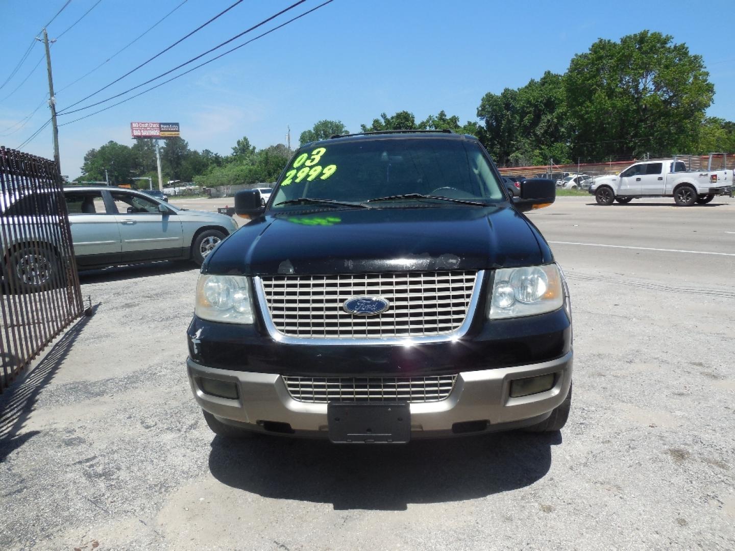 2003 BLACK FORD EXPEDITION Eddie Bauer 5.4L 2WD (1FMRU17L73L) with an 5.4L V8 SOHC 16V engine, AUTOMATIC transmission, located at 2303 West Mt. Houston, Houston, 77038, (281) 507-3956, 29.771597, -95.339569- Photo#0